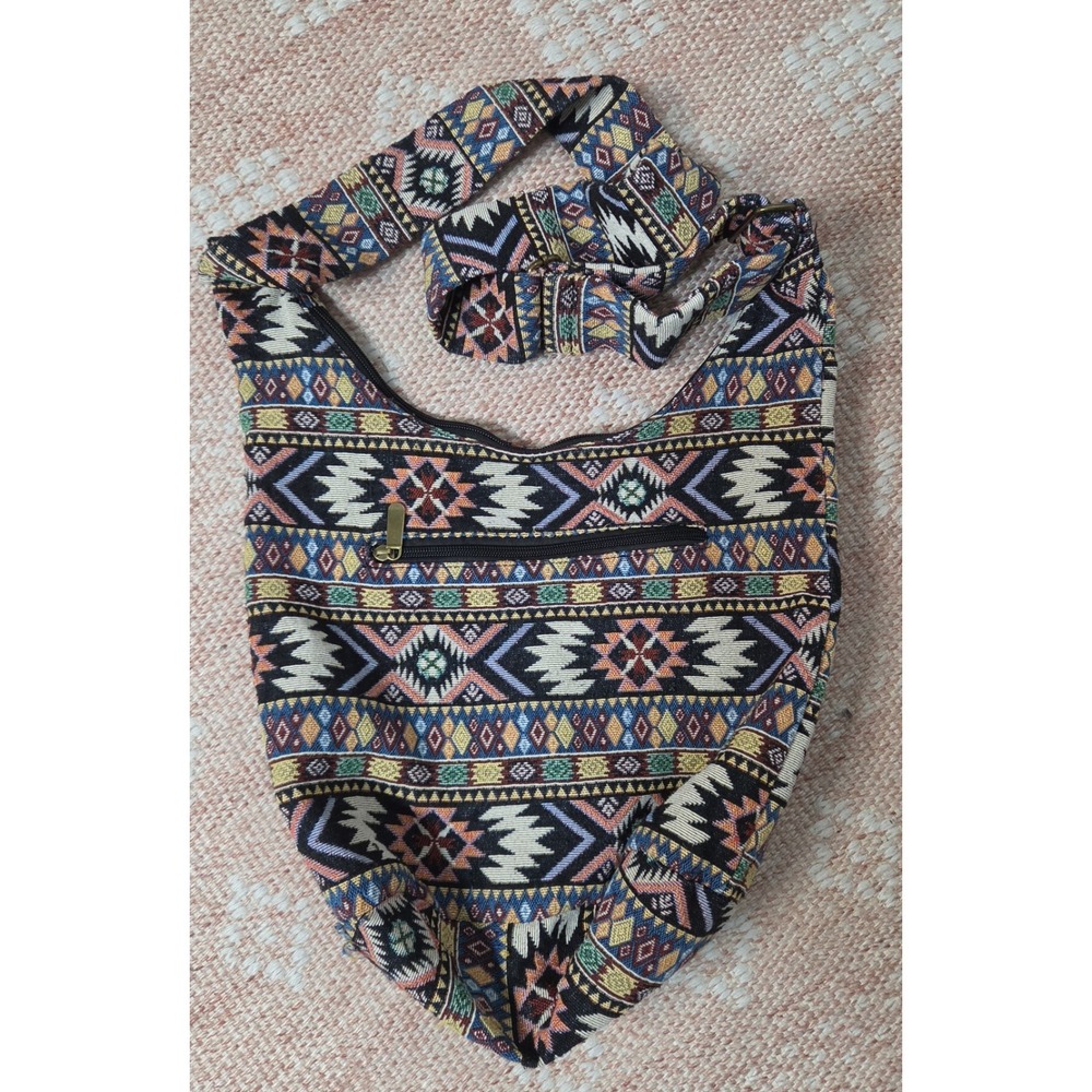 Coton Pose Woven Tapestry Hippie Gypsy Boho Geometric Hobo Shoulder Slouch bag - Picture 4 of 5